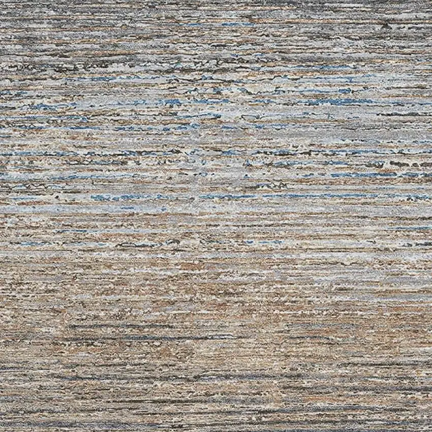 Pewter Gray And Beige Striped Washable Area Rug With UV Protection Photo 2