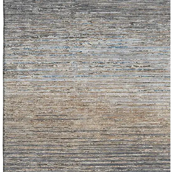 Pewter Gray And Beige Striped Washable Area Rug With UV Protection Photo 3