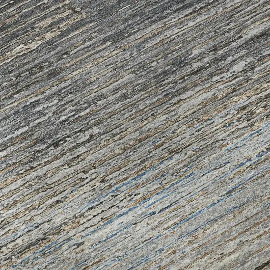 Pewter Gray And Beige Striped Washable Area Rug With UV Protection Photo 9