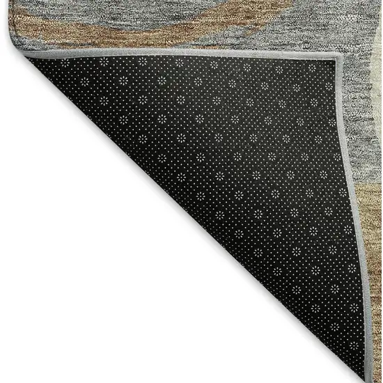 Pewter Gray And Black Geometric Washable Area Rug With UV Protection Photo 6