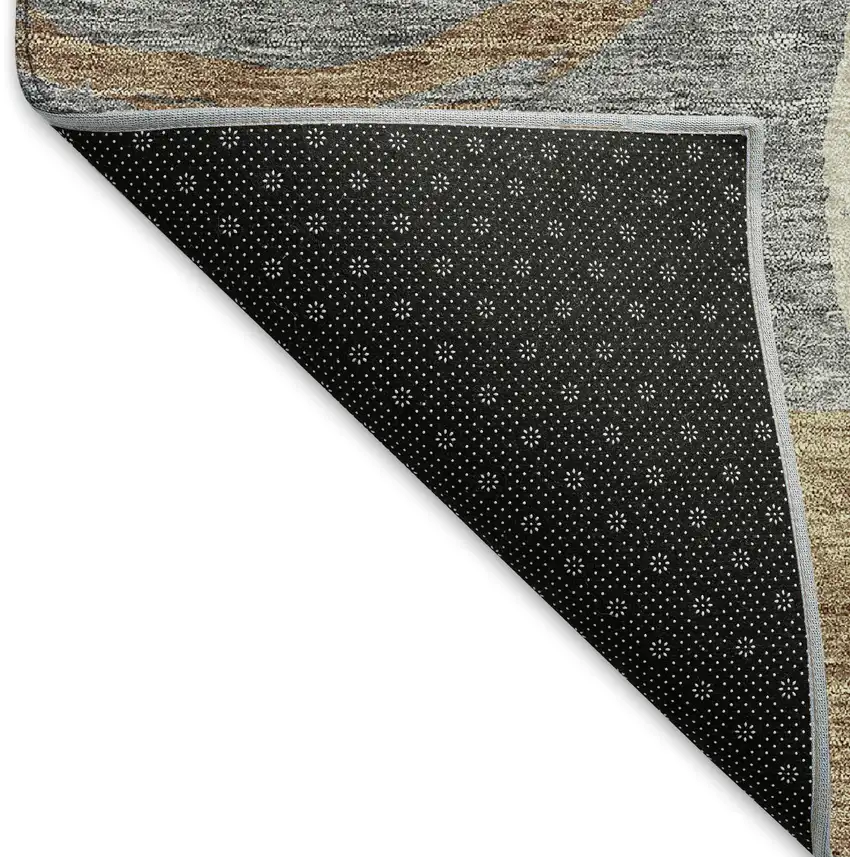 Pewter Gray And Black Geometric Washable Area Rug With UV Protection Photo 6