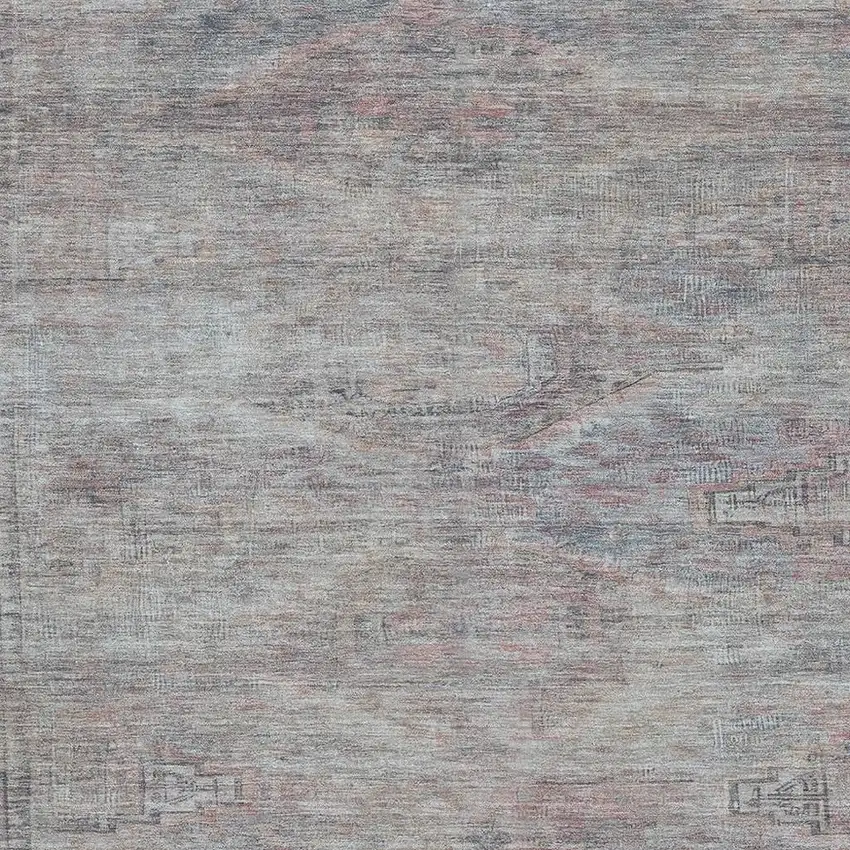 Pewter Gray And Charcoal Abstract Geometric Washable Area Rug With UV Protection Photo 2