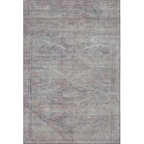 Pewter Gray And Charcoal Abstract Geometric Washable Area Rug With UV Protection Photo 3
