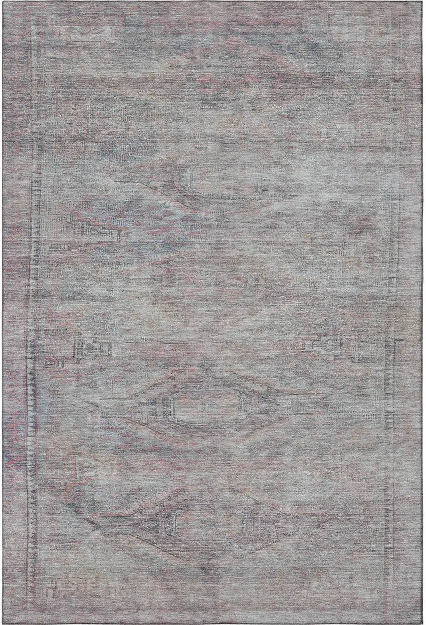 Pewter Gray And Charcoal Abstract Geometric Washable Area Rug With UV Protection Photo 3