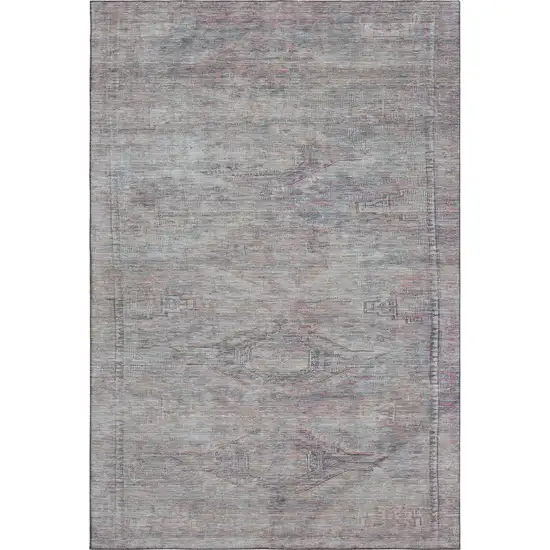 Pewter Gray And Charcoal Abstract Geometric Washable Area Rug With UV Protection Photo 1