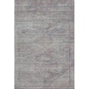 Photo of Pewter Gray And Charcoal Abstract Geometric Washable Area Rug With UV Protection
