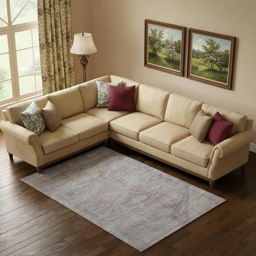 Pewter Gray And Charcoal Abstract Geometric Washable Area Rug With UV Protection Photo 2