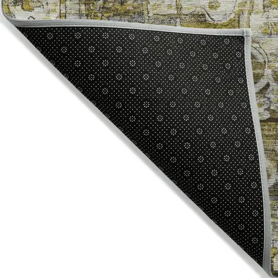 Pewter Gray And Gold Floral Medallion Washable Indoor Outdoor Area Rug Photo 3