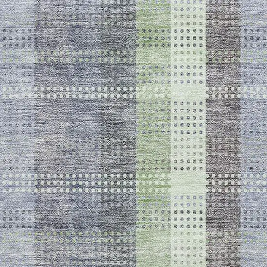 Pewter Gray And Green Plaid Washable Area Rug With UV Protection Photo 3