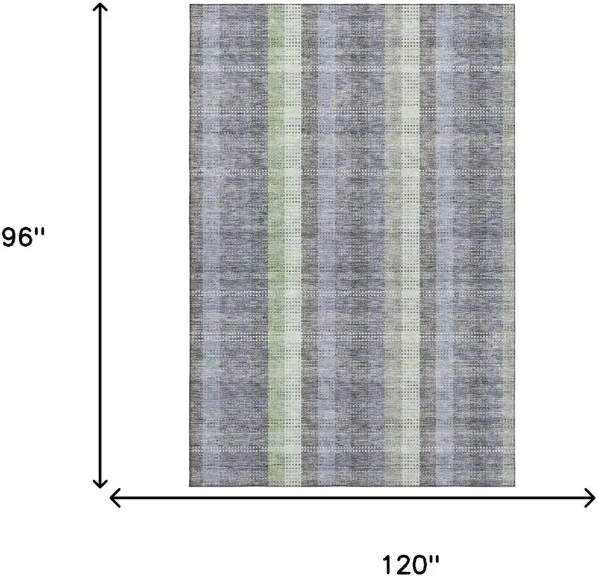 Pewter Gray And Green Plaid Washable Area Rug With UV Protection Photo 6