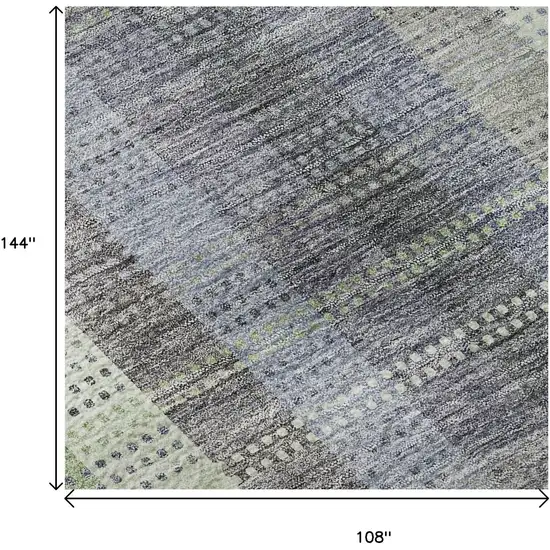 Pewter Gray And Green Plaid Washable Area Rug With UV Protection Photo 8