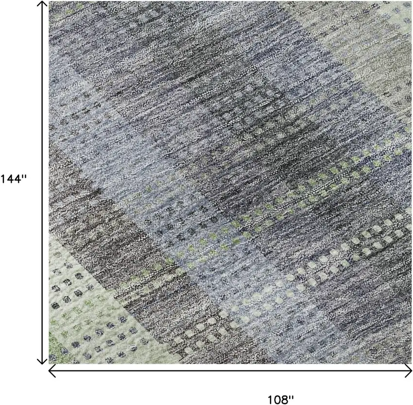 Pewter Gray And Green Plaid Washable Area Rug With UV Protection Photo 8