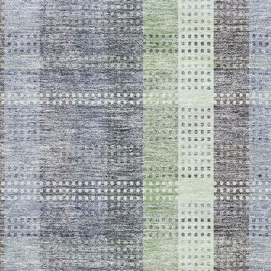 Pewter Gray And Green Plaid Washable Area Rug With UV Protection Photo 3