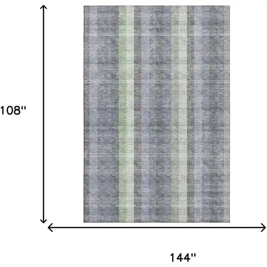 Pewter Gray And Green Plaid Washable Area Rug With UV Protection Photo 9