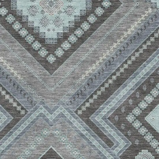 Pewter Gray And Ivory Tribal Washable Area Rug With UV Protection Photo 2