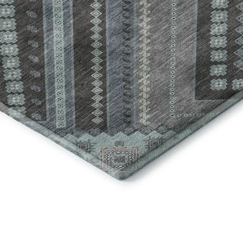 Pewter Gray And Ivory Tribal Washable Area Rug With UV Protection Photo 7