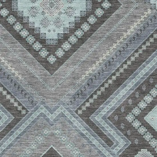 Pewter Gray And Ivory Tribal Washable Area Rug With UV Protection Photo 2