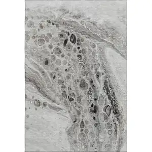 Photo of Pewter Gray And Silver Abstract Washable Area Rug With UV Protection