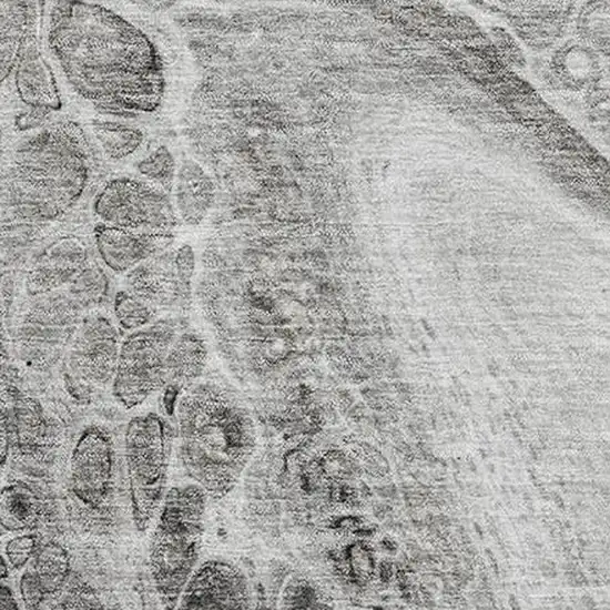 Pewter Gray And Silver Abstract Washable Area Rug With UV Protection Photo 3