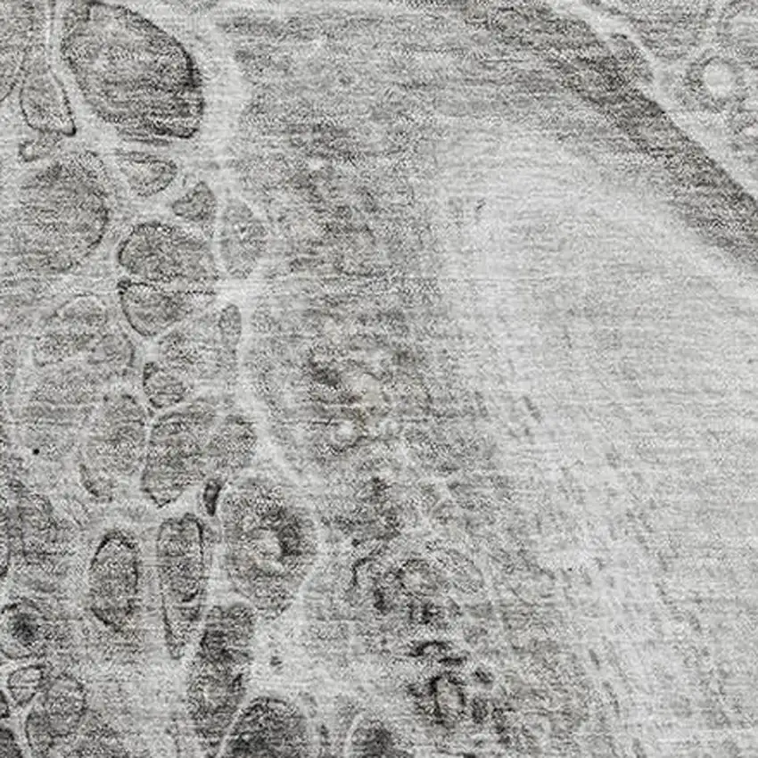 Pewter Gray And Silver Abstract Washable Area Rug With UV Protection Photo 3