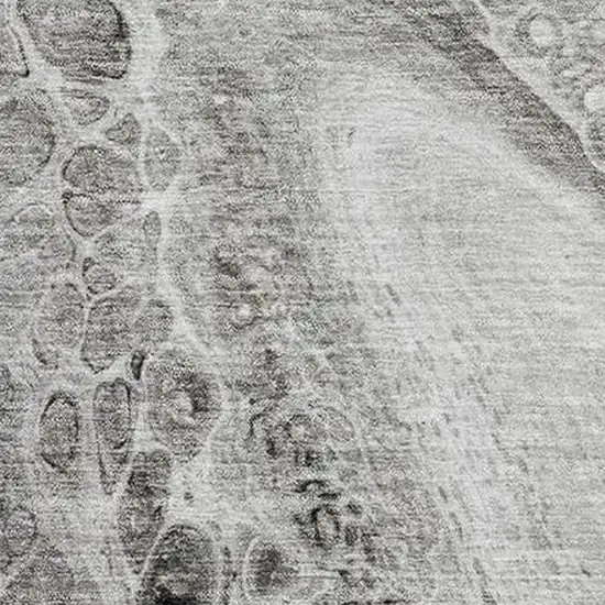 Pewter Gray And Silver Abstract Washable Area Rug With UV Protection Photo 3