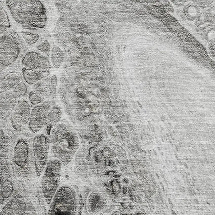 Pewter Gray And Silver Abstract Washable Area Rug With UV Protection Photo 3