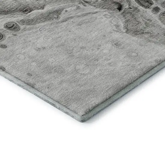 Pewter Gray And Silver Abstract Washable Area Rug With UV Protection Photo 7