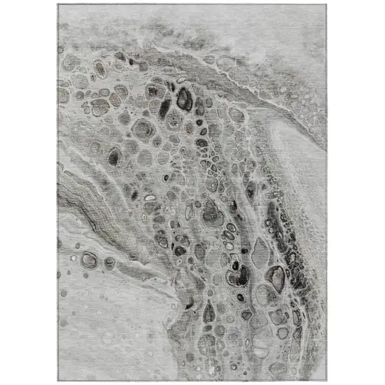 Pewter Gray And Silver Abstract Washable Indoor Outdoor Area Rug Photo 1