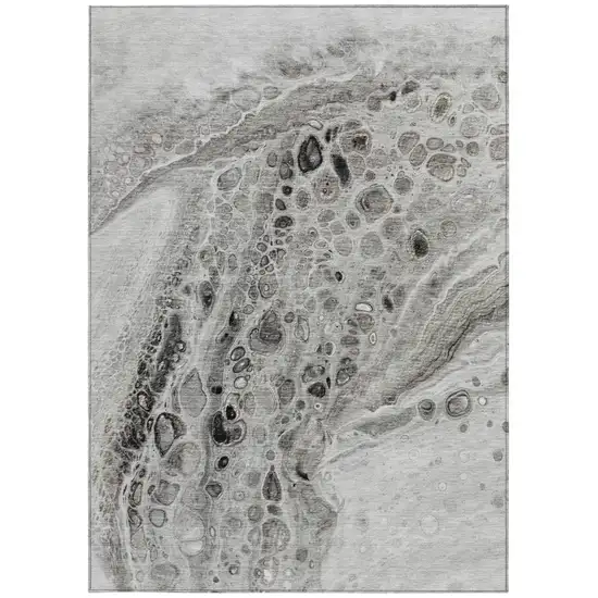 Pewter Gray And Silver Abstract Washable Indoor Outdoor Area Rug Photo 3