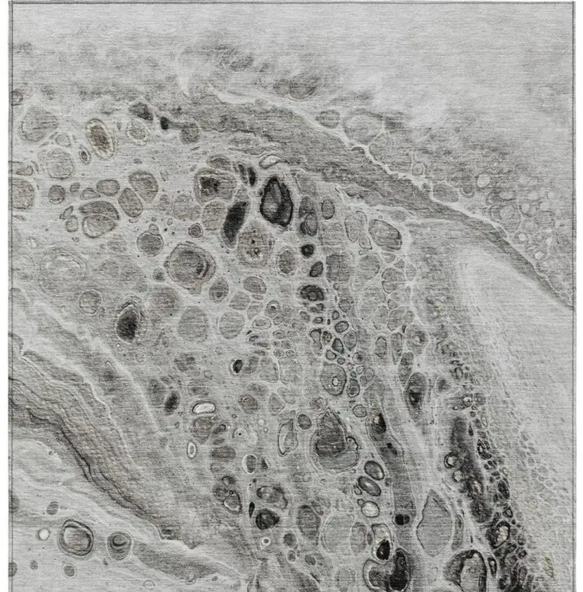 Pewter Gray And Silver Abstract Washable Indoor Outdoor Area Rug Photo 4