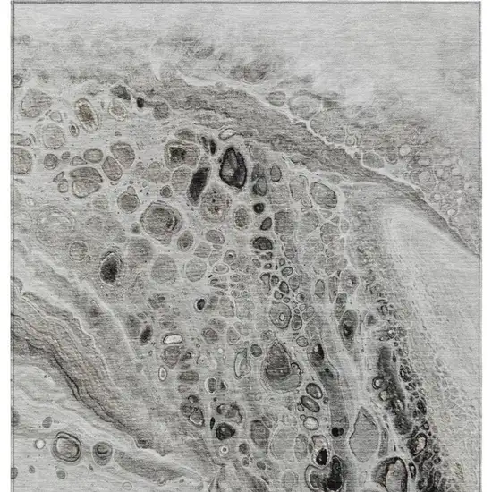 Pewter Gray And Silver Abstract Washable Indoor Outdoor Area Rug Photo 4