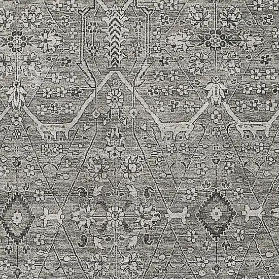 Pewter Gray And Silver Floral Washable Area Rug With UV Protection Photo 2