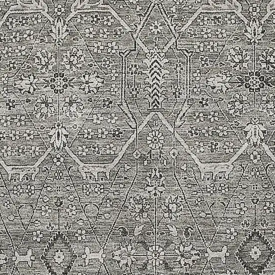 Pewter Gray And Silver Floral Washable Area Rug With UV Protection Photo 2