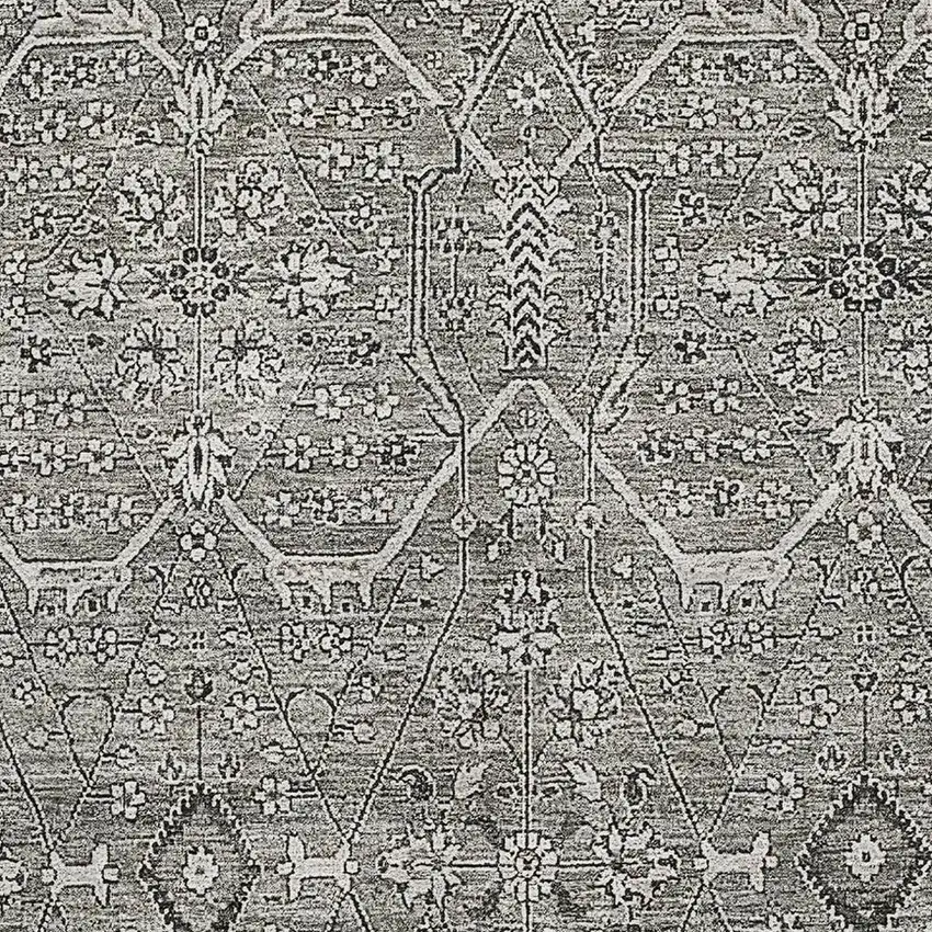 Pewter Gray And Silver Floral Washable Area Rug With UV Protection Photo 2