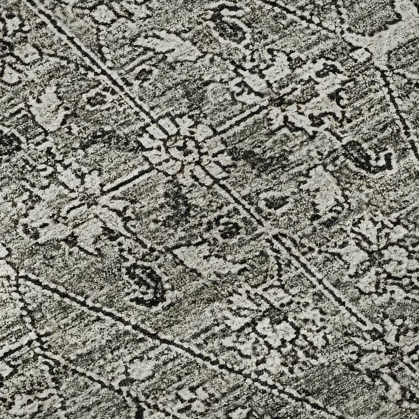 Pewter Gray And Silver Floral Washable Area Rug With UV Protection Photo 9