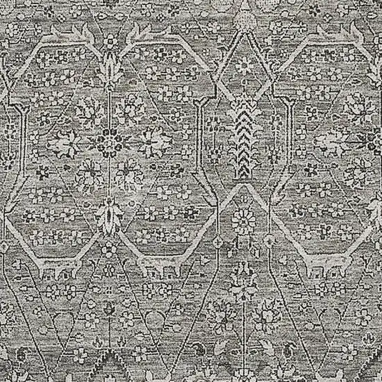 Pewter Gray And Silver Floral Washable Area Rug With UV Protection Photo 2