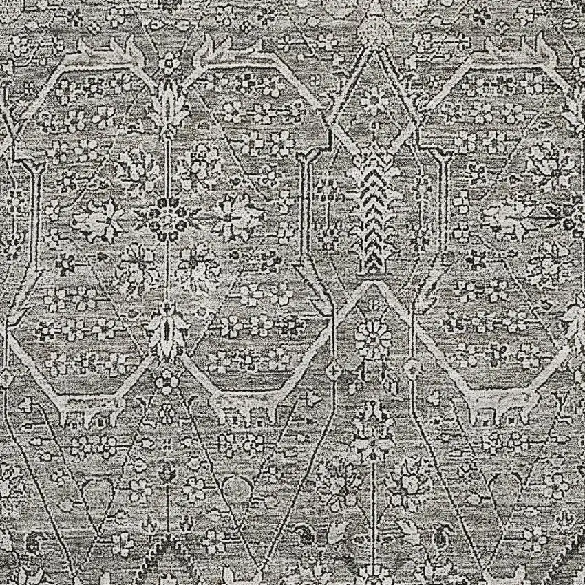 Pewter Gray And Silver Floral Washable Area Rug With UV Protection Photo 2