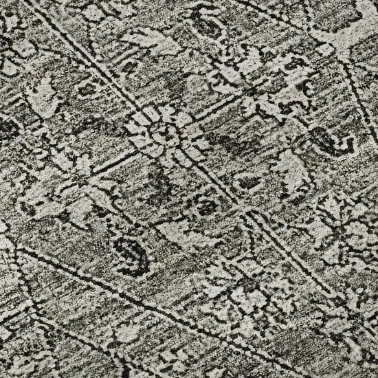 Pewter Gray And Silver Floral Washable Area Rug With UV Protection Photo 9