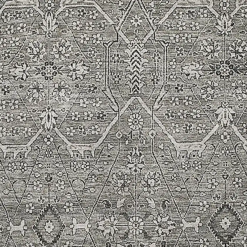 Pewter Gray And Silver Floral Washable Area Rug With UV Protection Photo 2