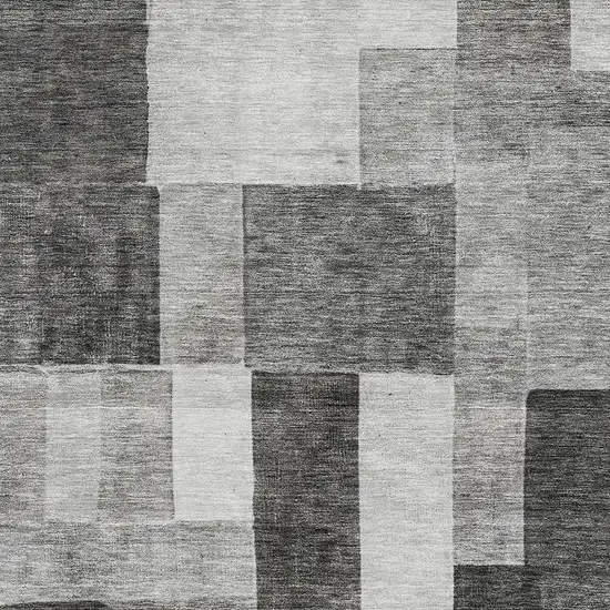 Pewter Gray And Silver Geometric Washable Area Rug With UV Protection Photo 2