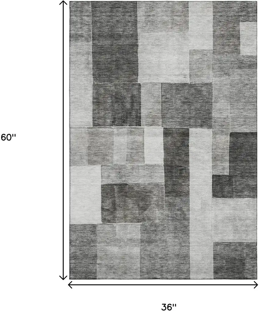 Pewter Gray And Silver Geometric Washable Area Rug With UV Protection Photo 3