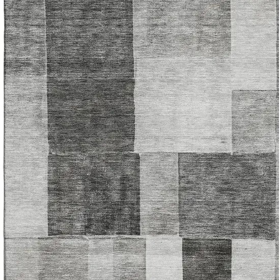 Pewter Gray And Silver Geometric Washable Area Rug With UV Protection Photo 2