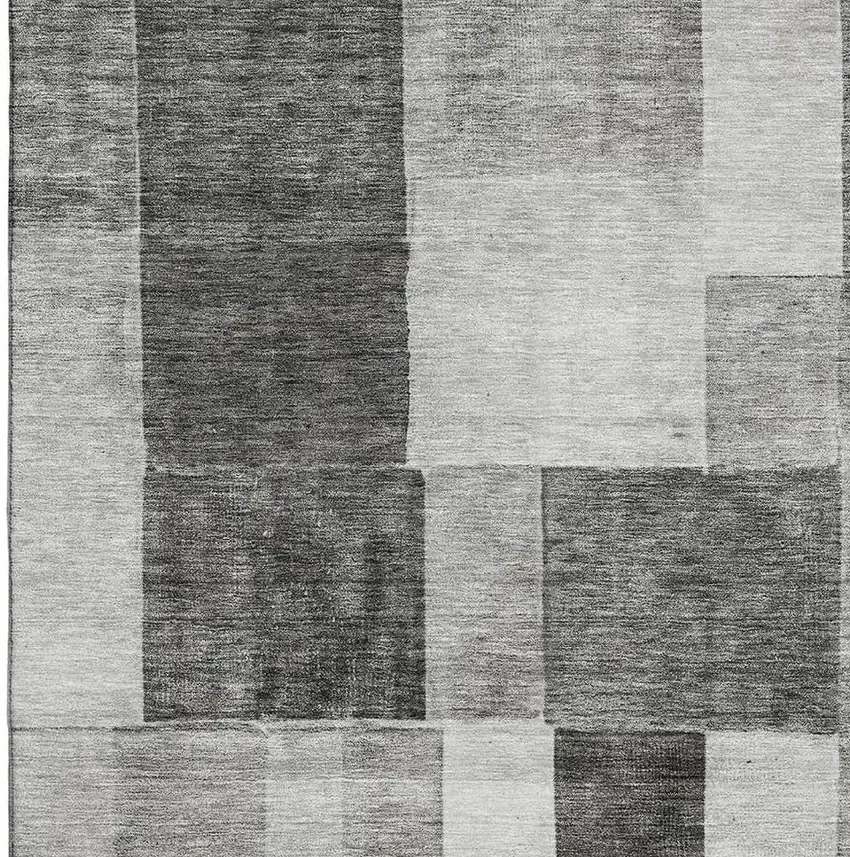 Pewter Gray And Silver Geometric Washable Area Rug With UV Protection Photo 2