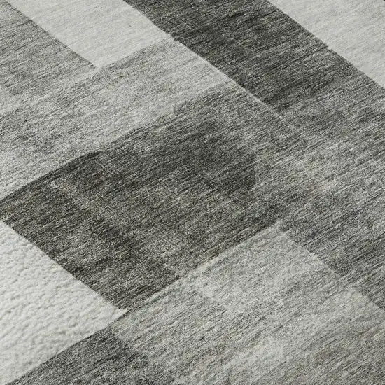 Pewter Gray And Silver Geometric Washable Area Rug With UV Protection Photo 9