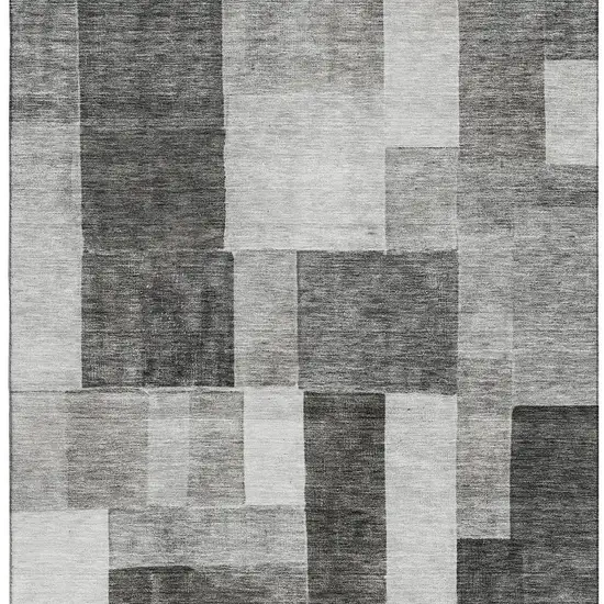 Pewter Gray And Silver Geometric Washable Area Rug With UV Protection Photo 3