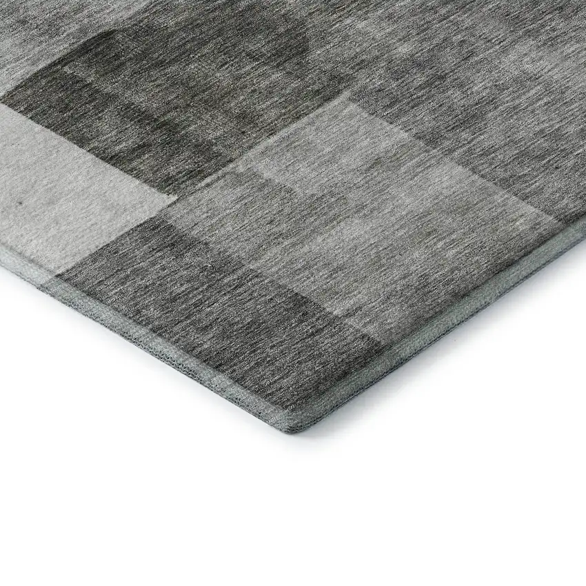 Pewter Gray And Silver Geometric Washable Area Rug With UV Protection Photo 8