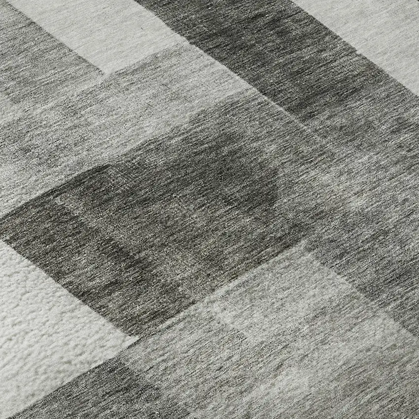 Pewter Gray And Silver Geometric Washable Area Rug With UV Protection Photo 9