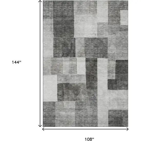 Pewter Gray And Silver Geometric Washable Area Rug With UV Protection Photo 9