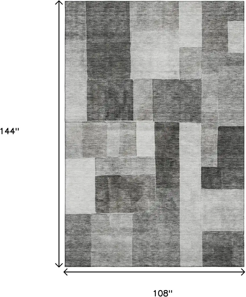 Pewter Gray And Silver Geometric Washable Area Rug With UV Protection Photo 9