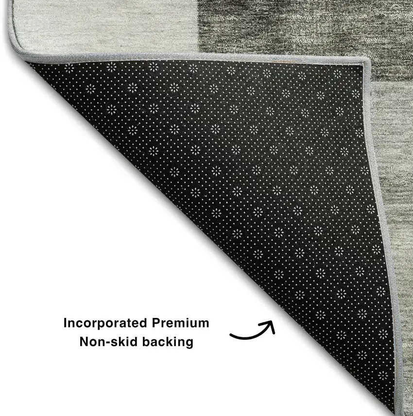 Pewter Gray And Silver Geometric Washable Area Rug With UV Protection Photo 5